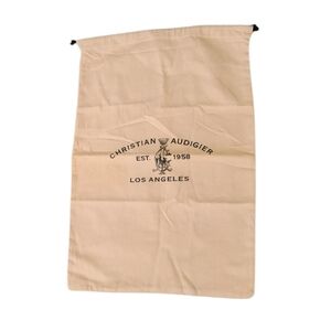 CHRISTIAN AUDIGIER LOS ANGELES Est. 1958 Tan Logo Drawstring Dust Bag 18 x 12.5"